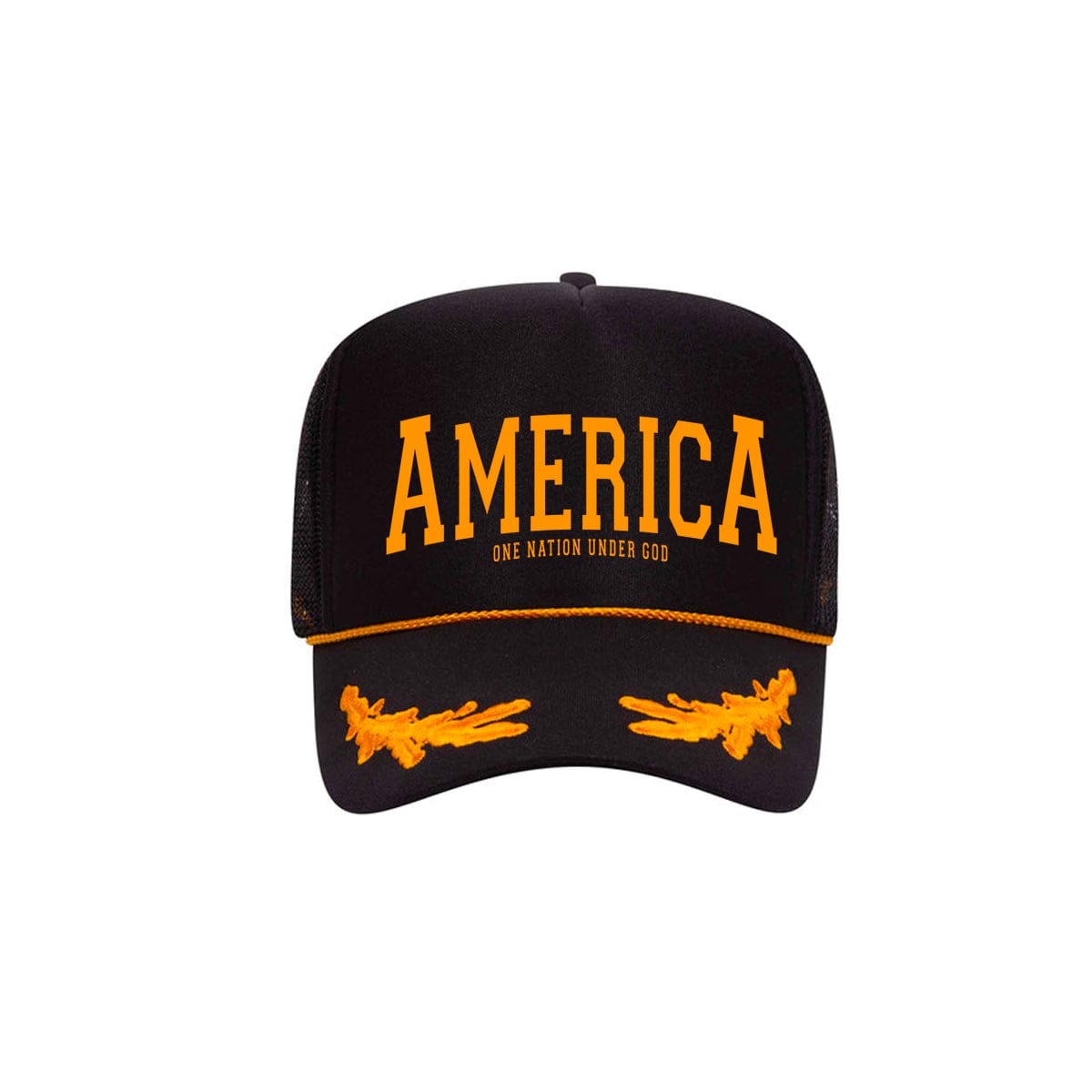 AMERICA Embroidered Trucker Mesh Hat [Black/Gold]