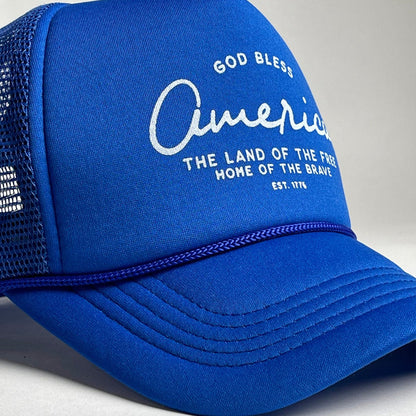 GOD BLESS Trucker Hat [Royal]