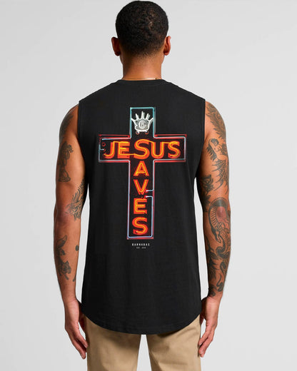 JESUS SAVES Curve Hem Tank Top