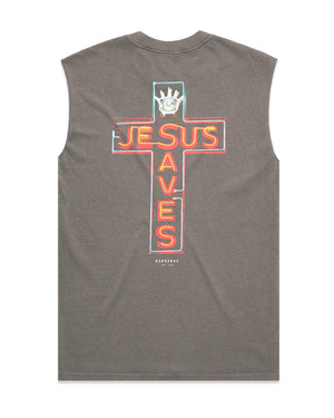 JESUS SAVES<br>Heavy Faded Tank Top