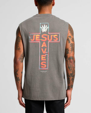 JESUS SAVES<br>Heavy Faded Tank Top