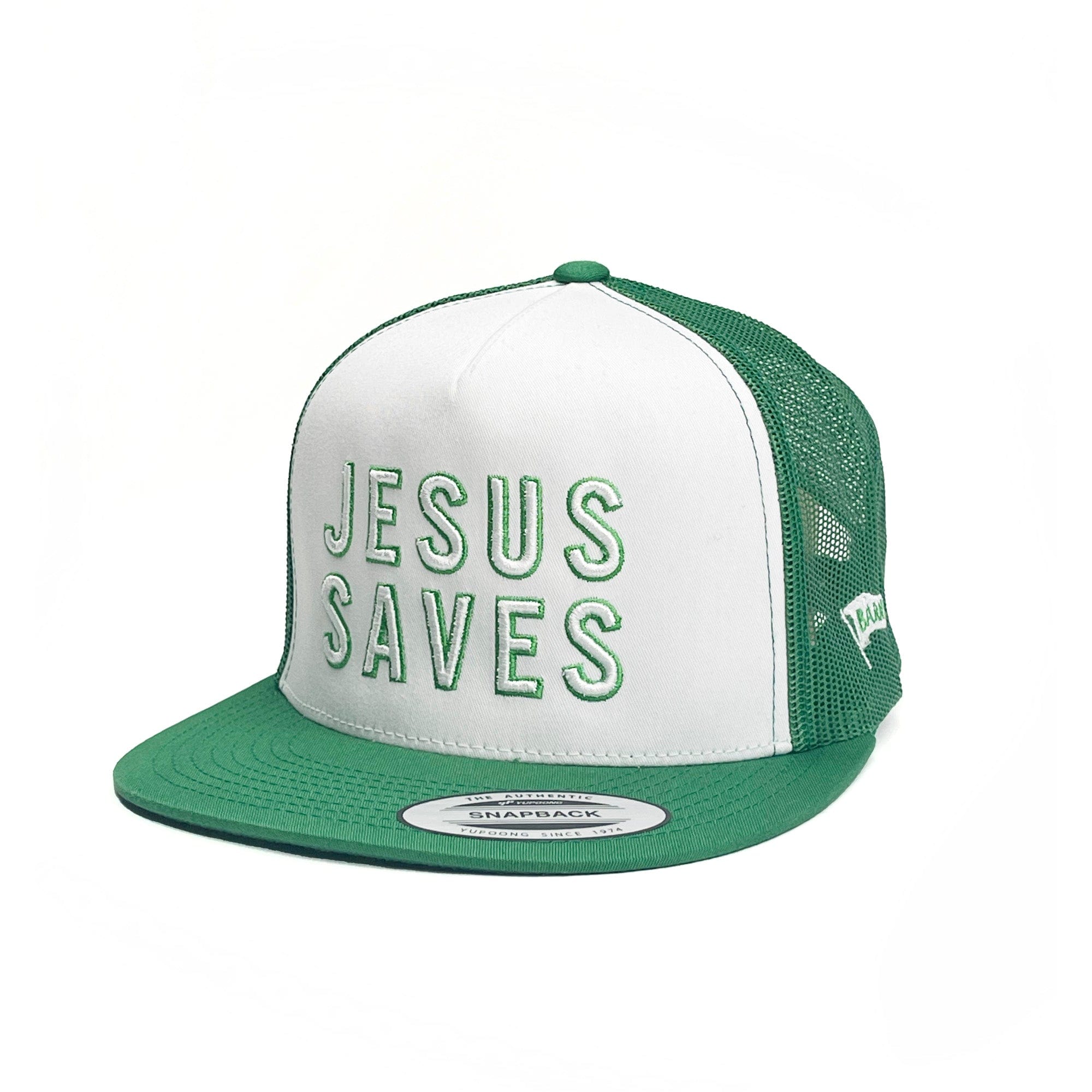 Jesus Saves 3D Embroidered<br>Flatbill Hat [Kelly/White]