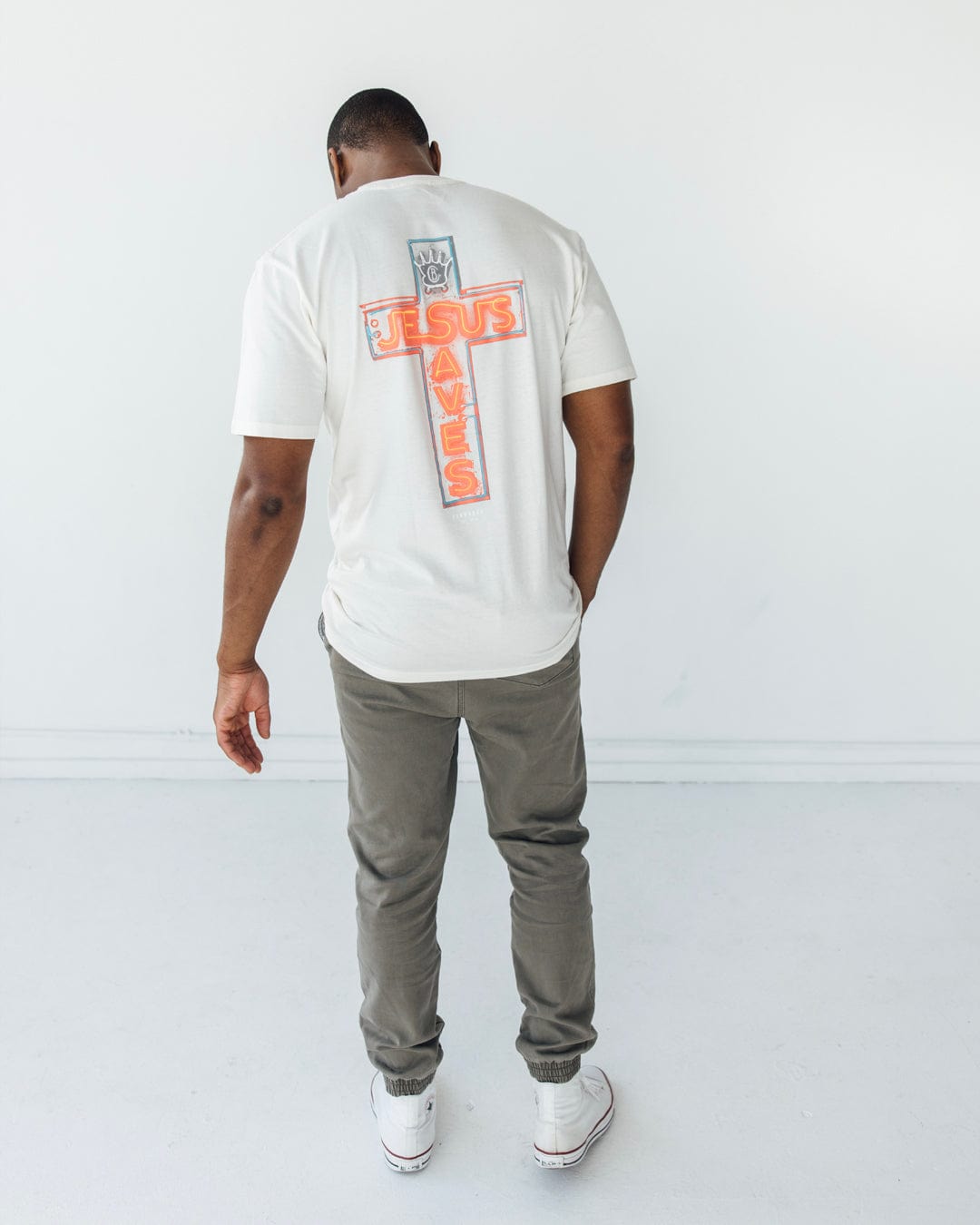 JESUS SAVES Classic Cotton Tee (Bone)