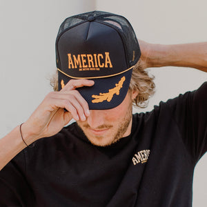 AMERICA<br>Trucker Mesh Hat [Gold/Black]