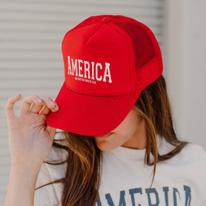 AMERICA<br>Trucker Mesh Hat [Red]