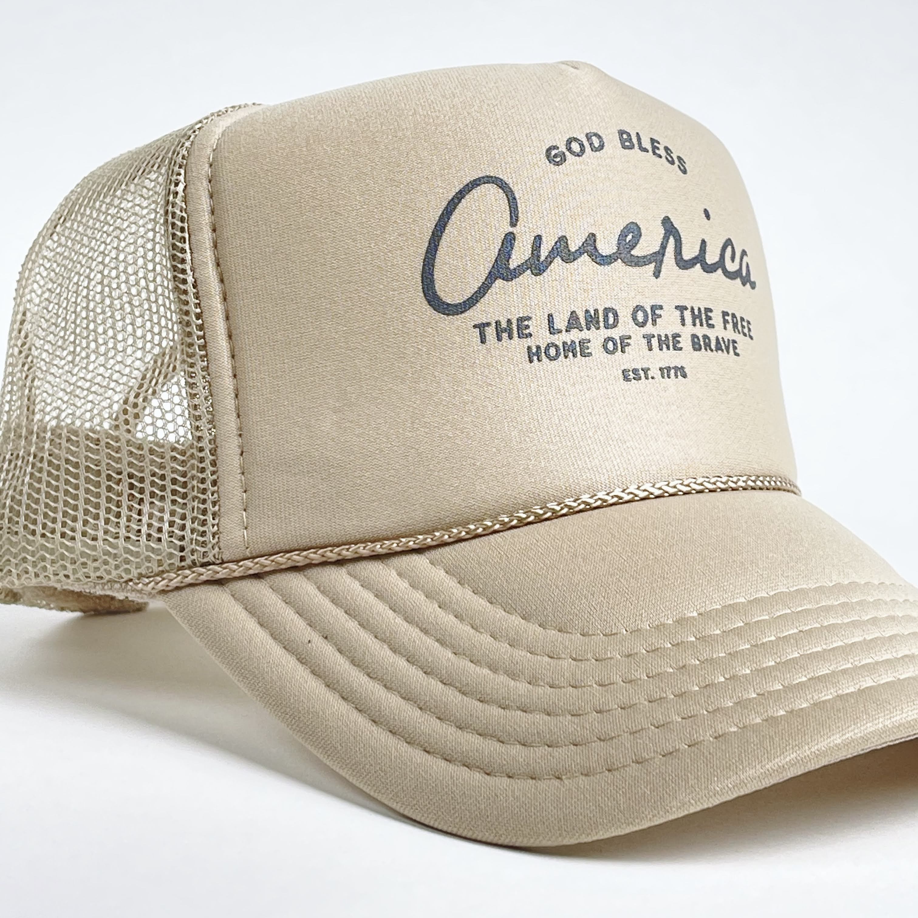 GOD BLESS Trucker Hat [Khaki]