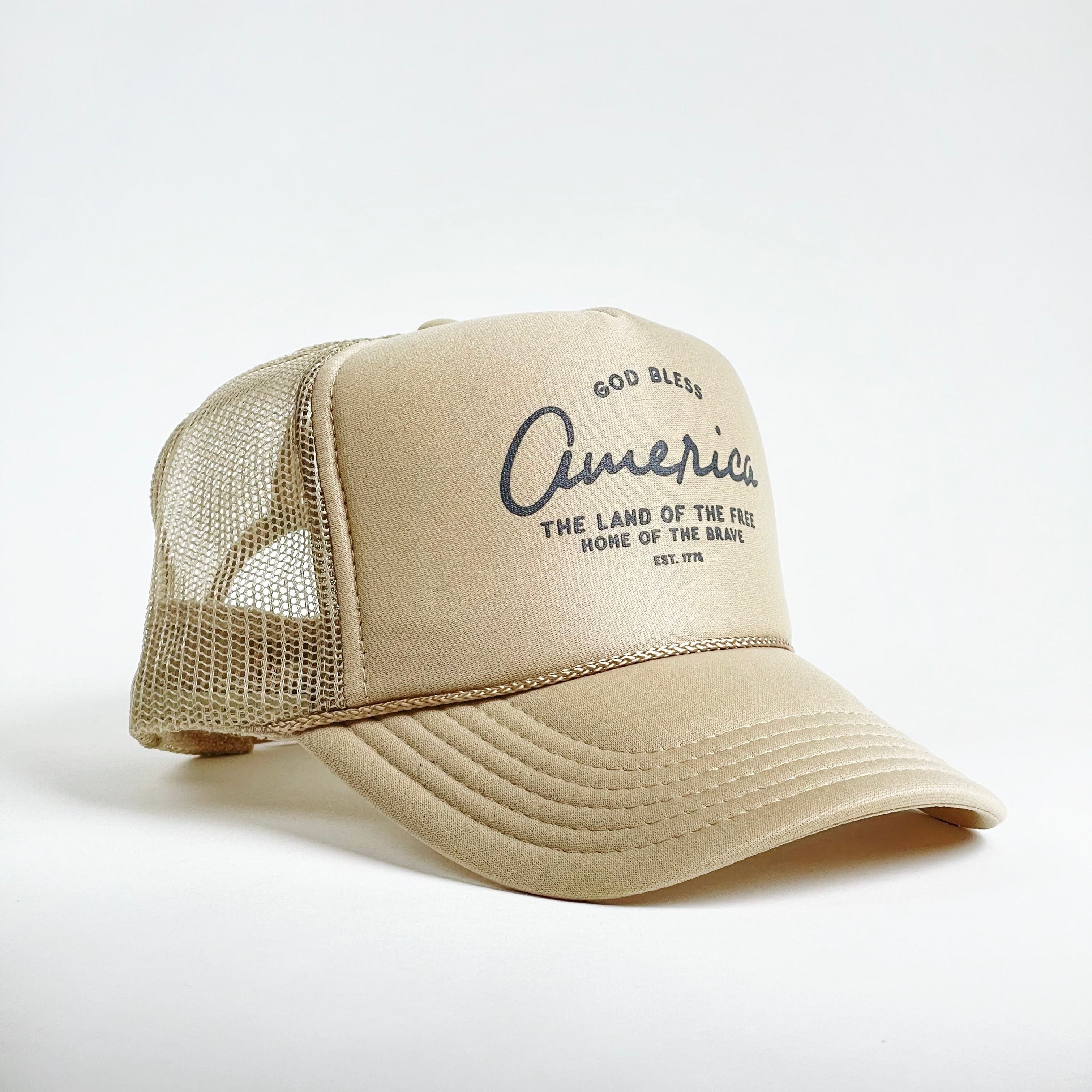 GOD BLESS Trucker Hat [Khaki]