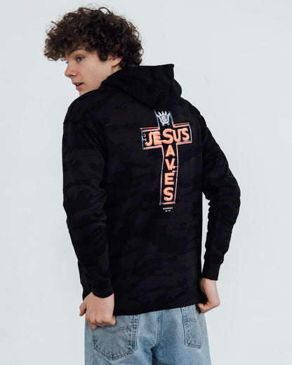 JESUS SAVES Kids Hoodie [Black]